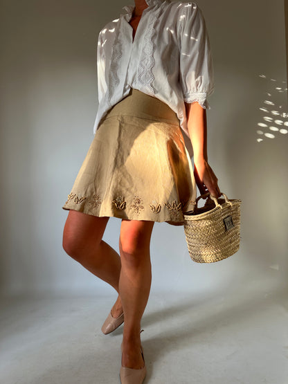 100% linen skirt with beads