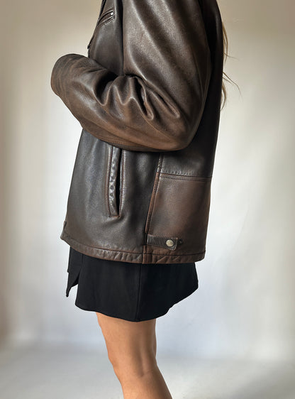 Rare distressed leather biker