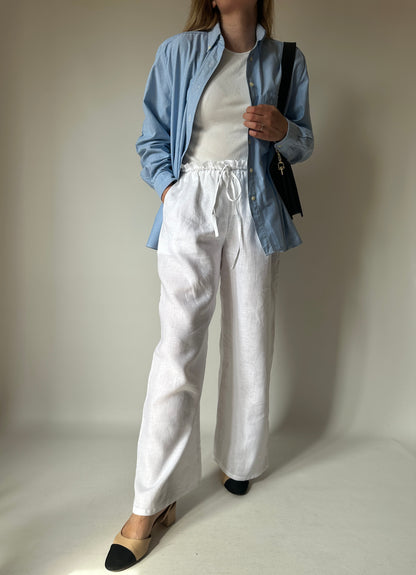 Pantalone Matilde sartoriale in lino - bianco