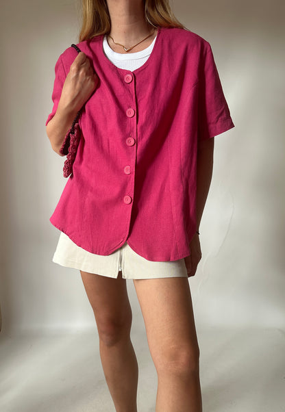 Bubble pink linen jacket