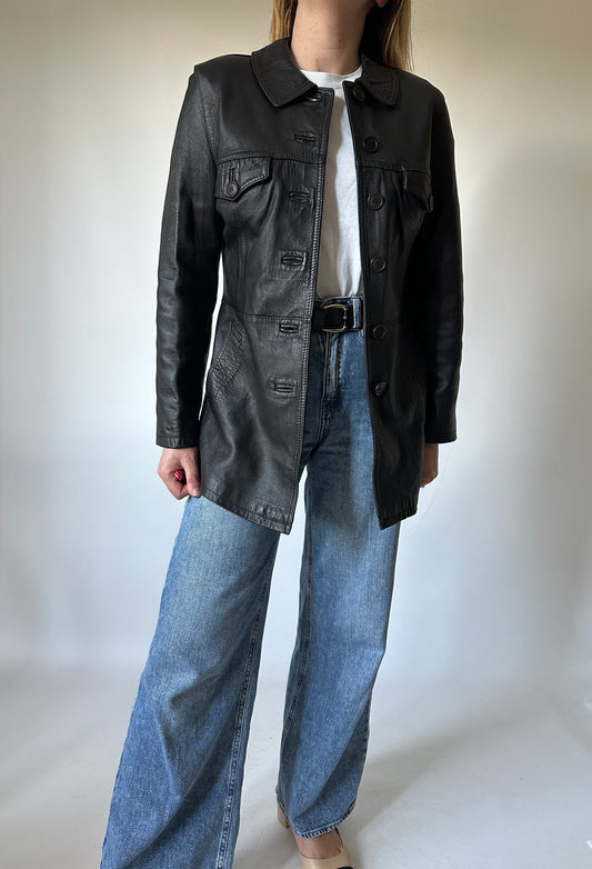 Soft leather slim jacket