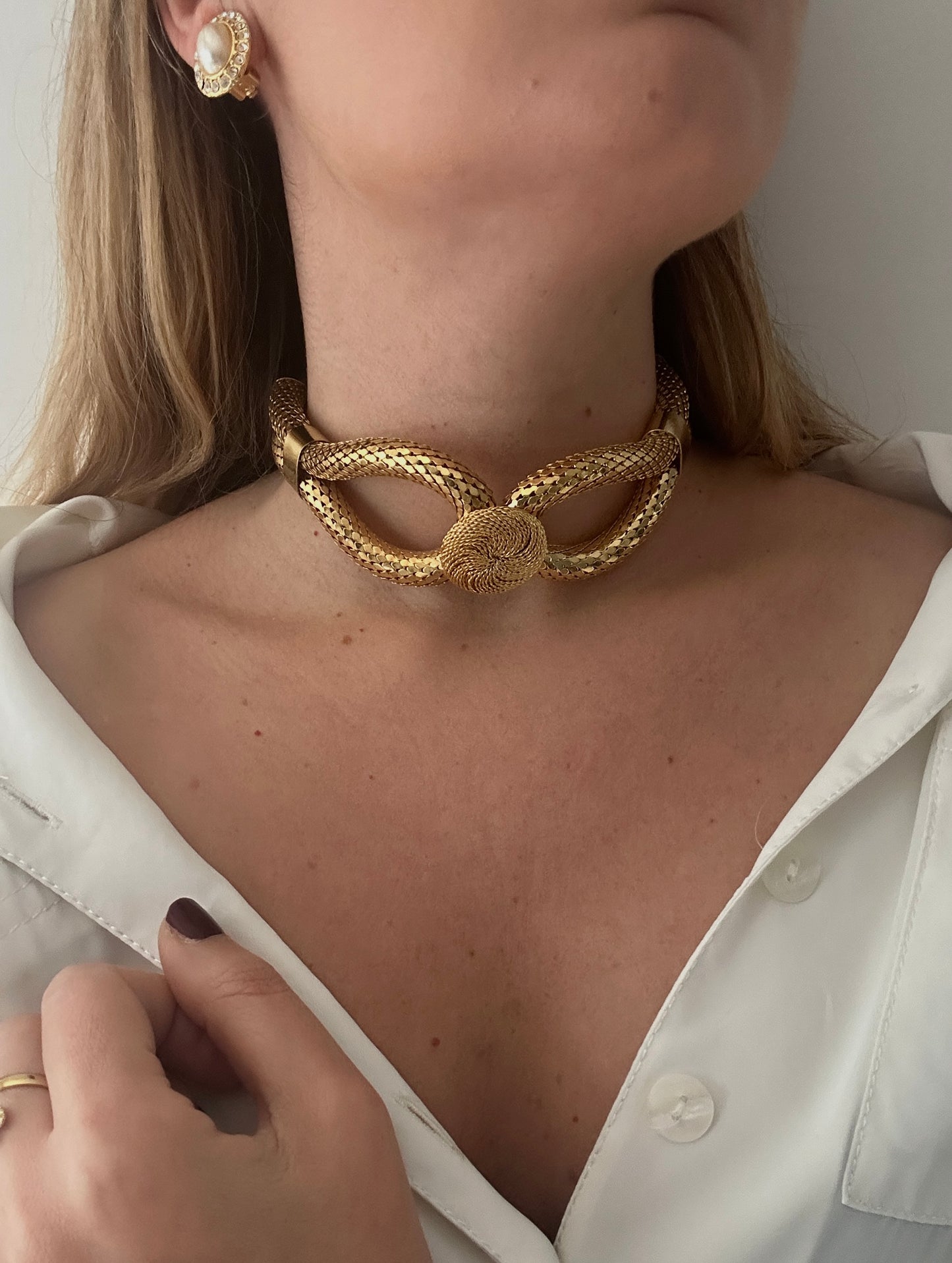 Choker fiocco goldtone