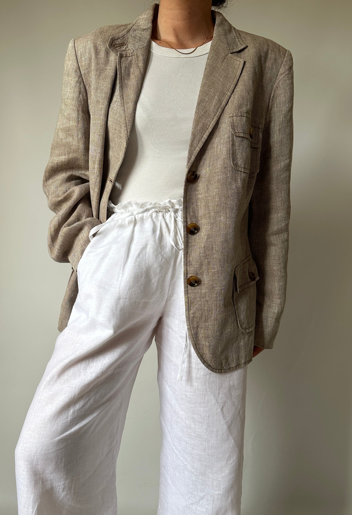 Beige 100% linen blazer