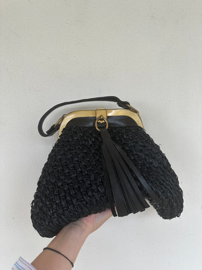 Unique 70s raffia bag