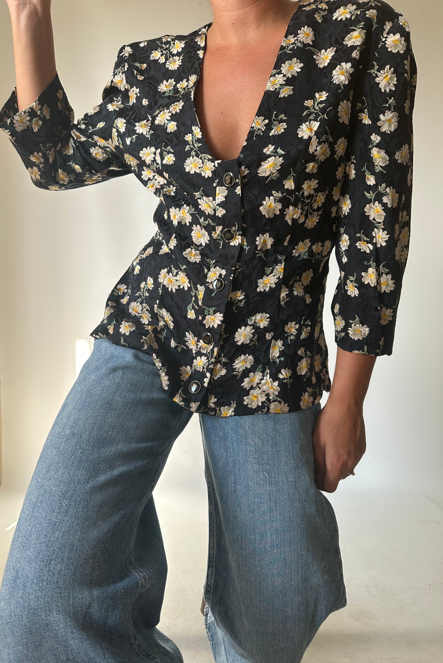 Camicia in pura seta floreale