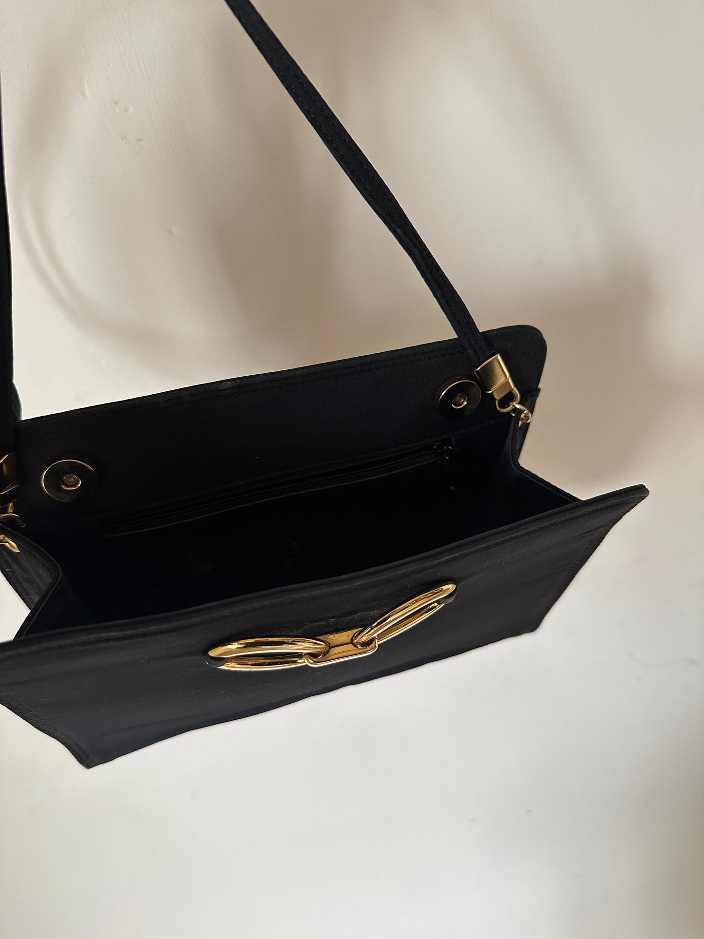 Black satin pochette