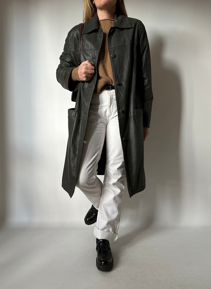 Leather soft trench coat