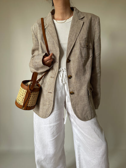 Beige 100% linen blazer