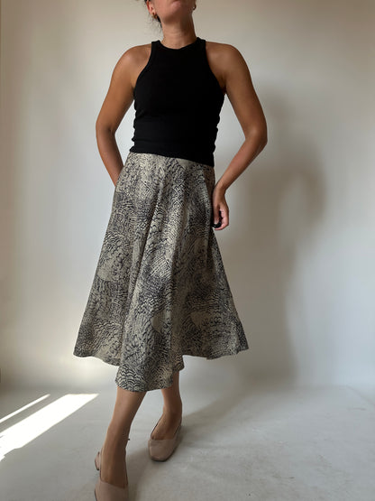 Silk blend animalier skirt