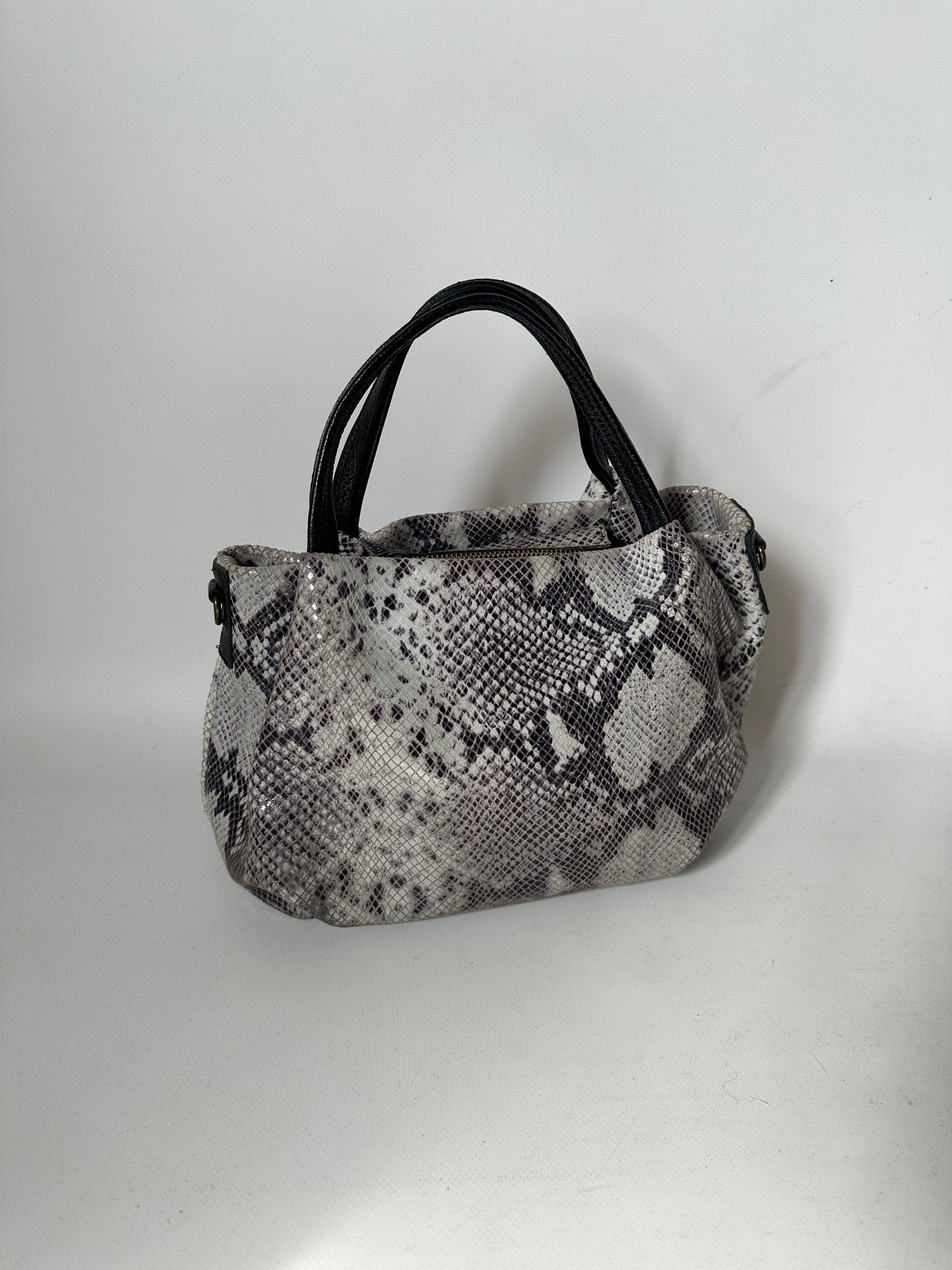 Black and white phyton handbag