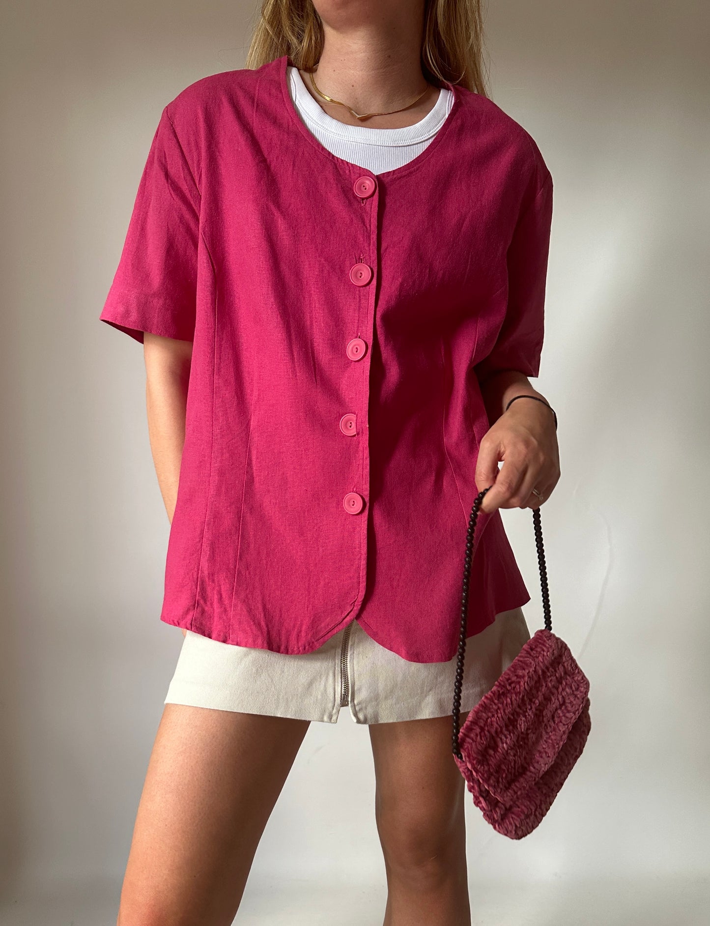 Bubble pink linen jacket