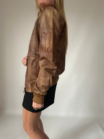 Used effect leather bomber