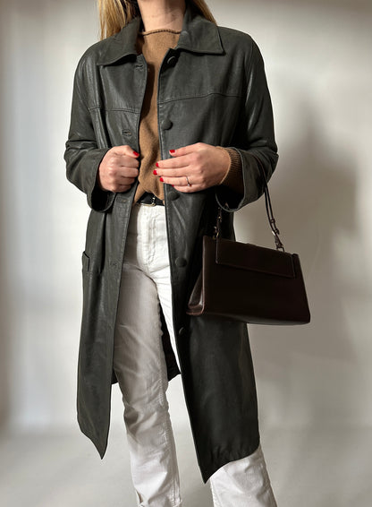 Leather soft trench coat