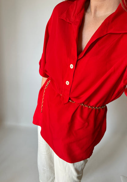 Krizia red silk shirt