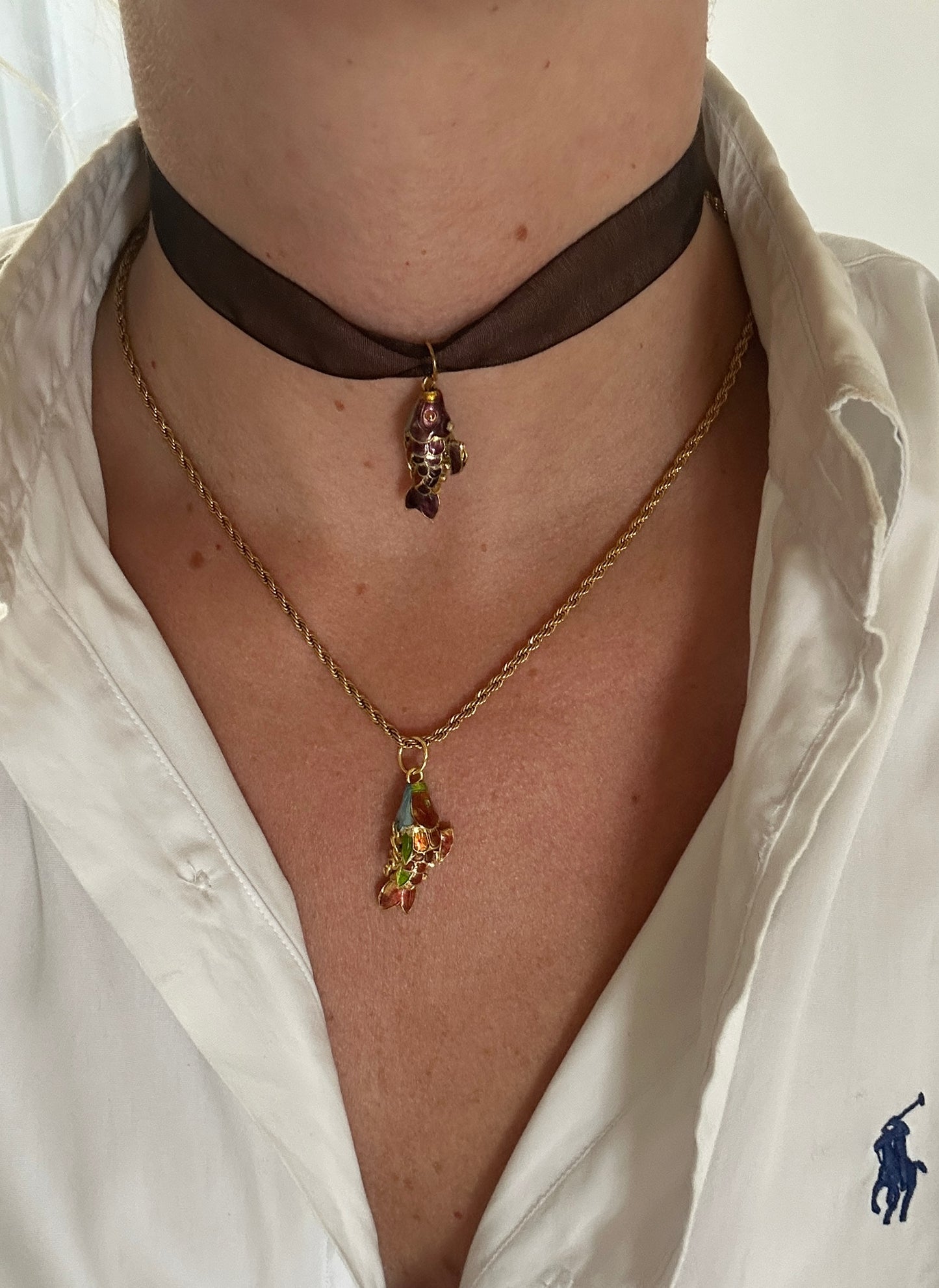 Choker con pesce cloisonnè - viola