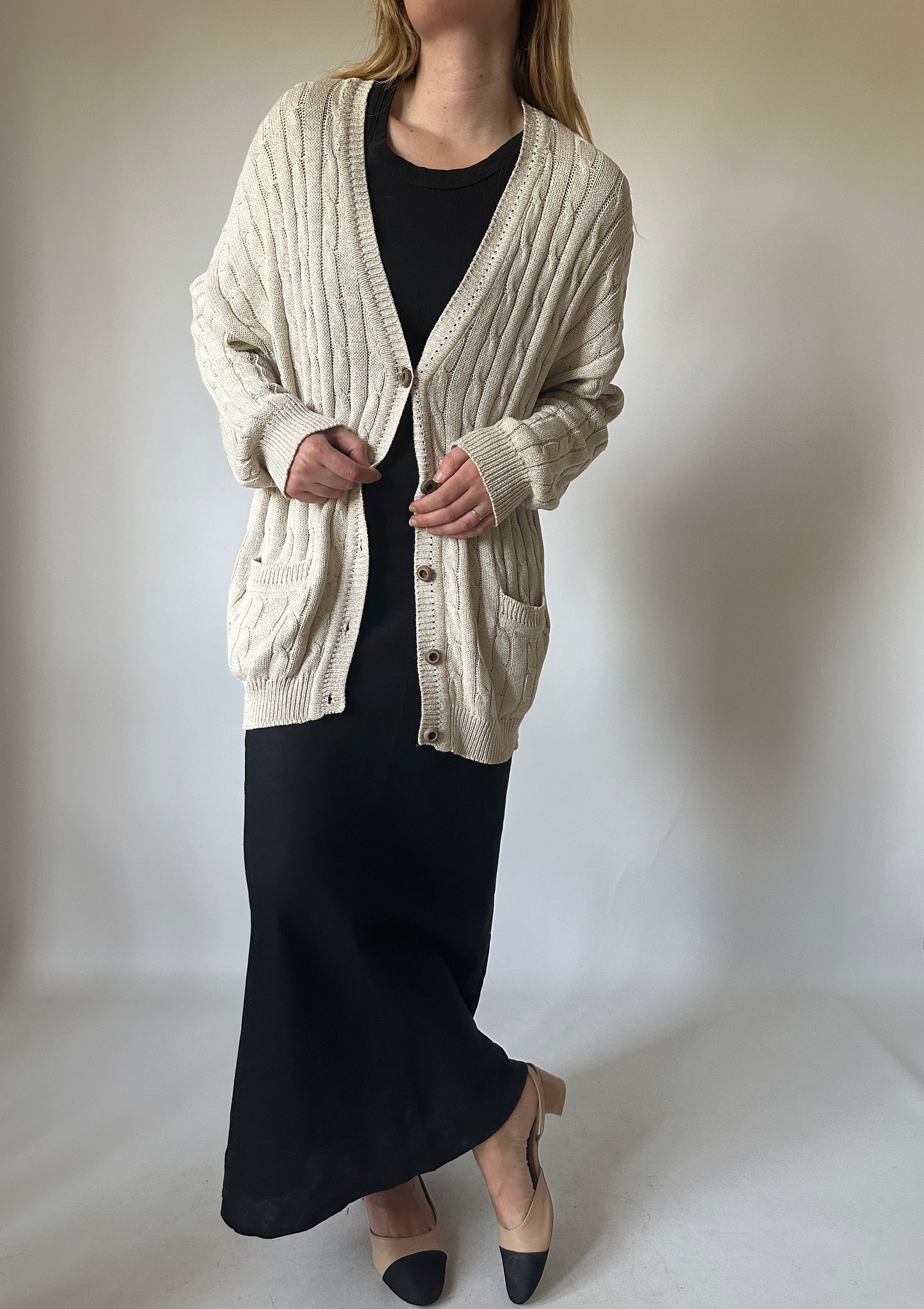 Maxi cardigan in filo di cotone