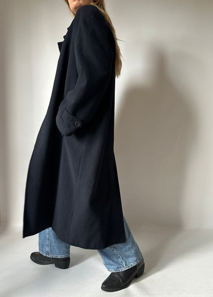 Oversize wool and cachemire navy coat