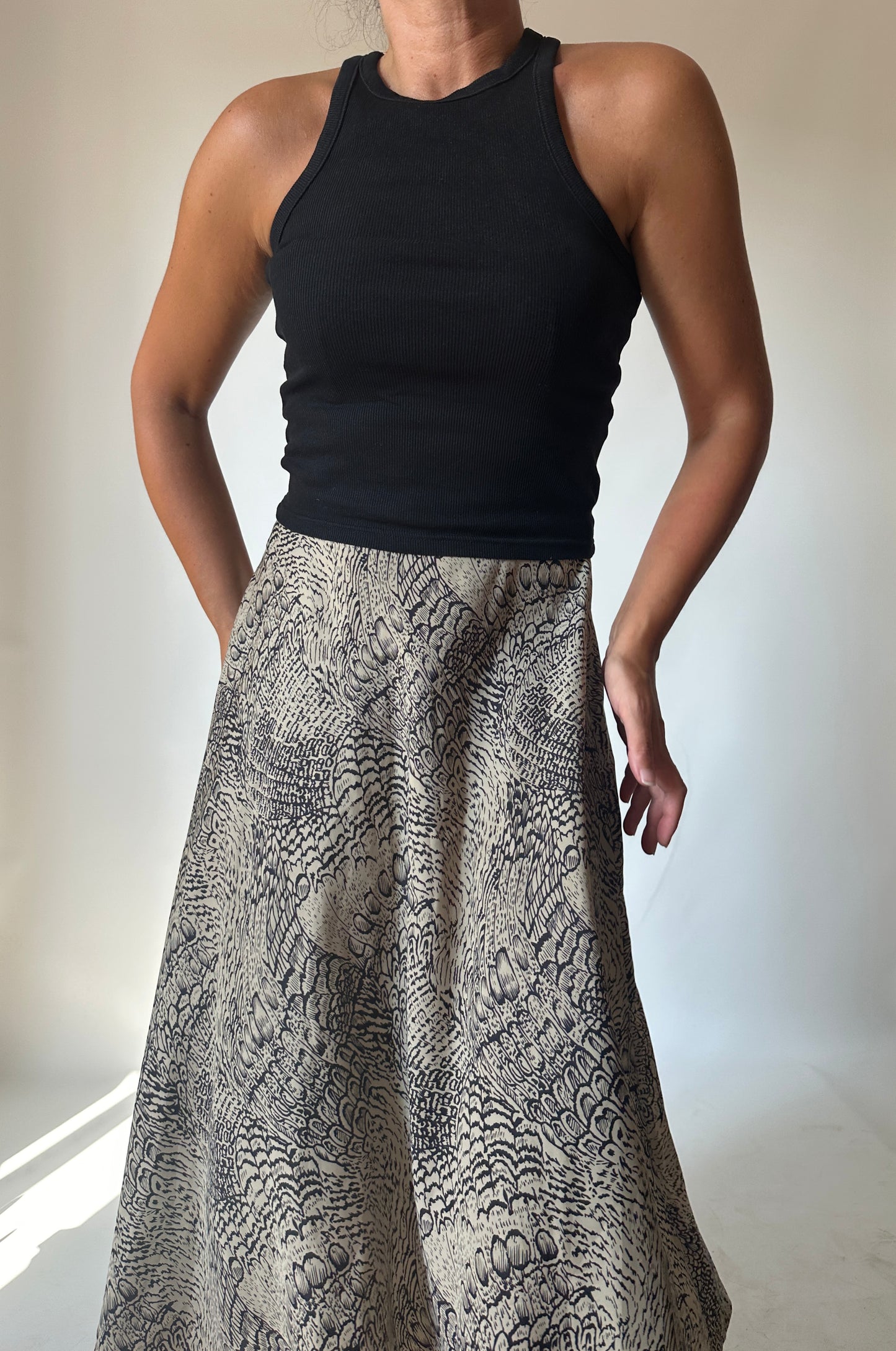 Silk blend animalier skirt