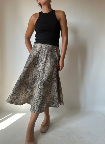 Silk blend animalier skirt