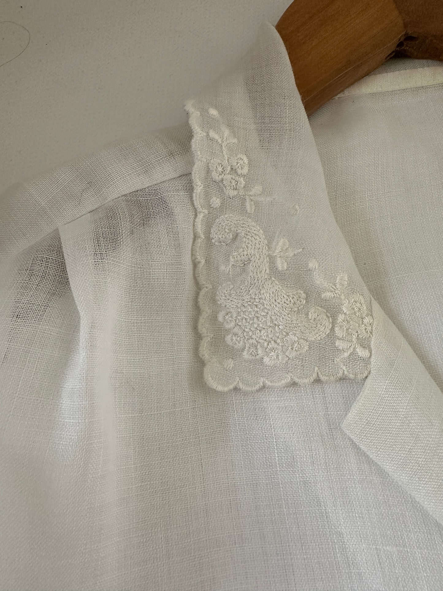 Embroidered sheer white shirt