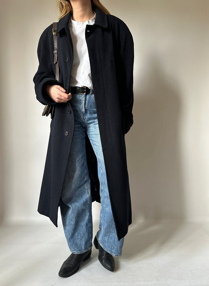 Oversize wool and cachemire navy coat