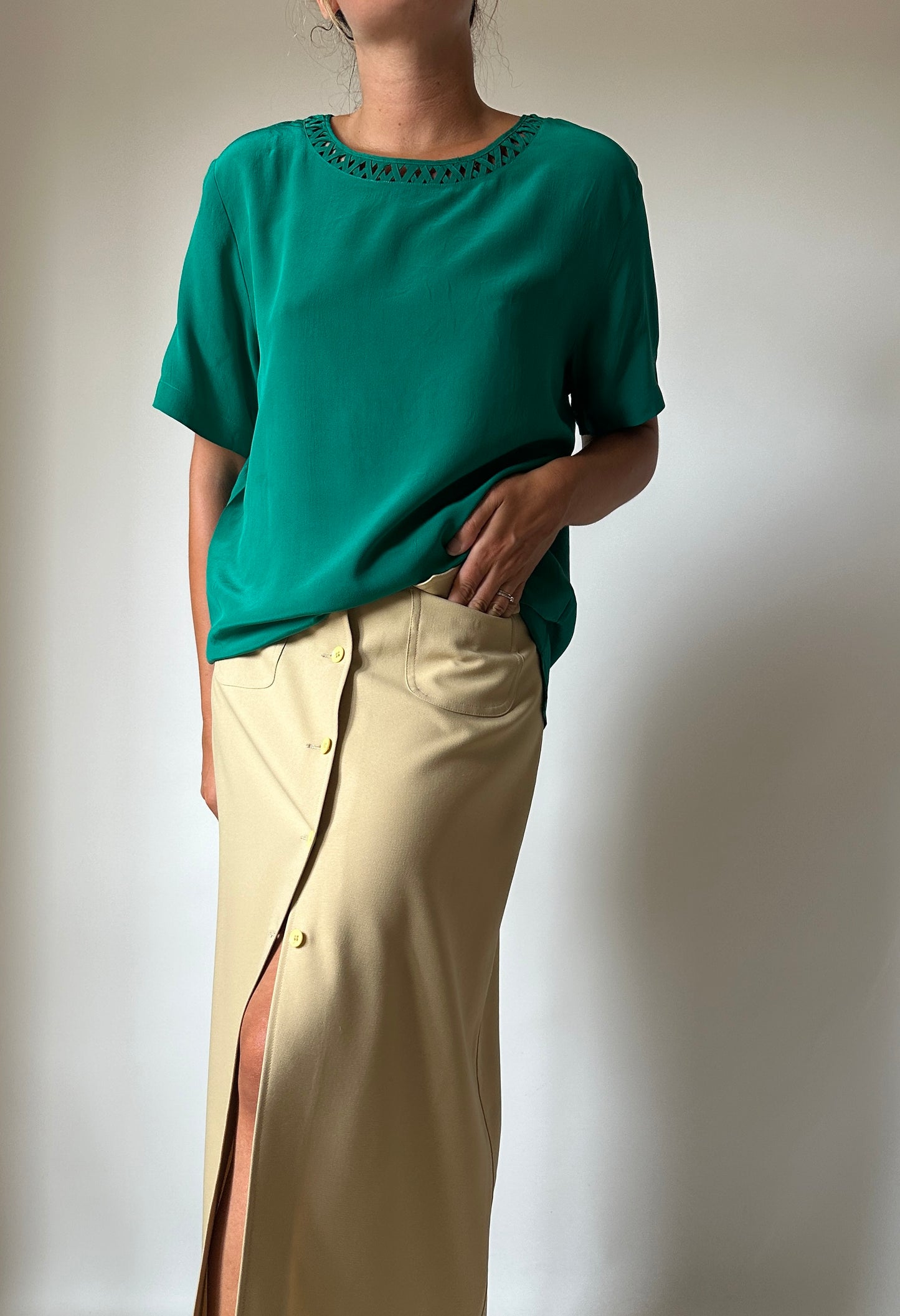 Emerald 100% silk shirt