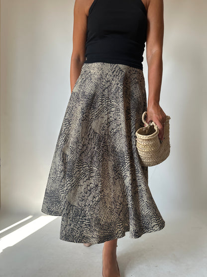 Silk blend animalier skirt