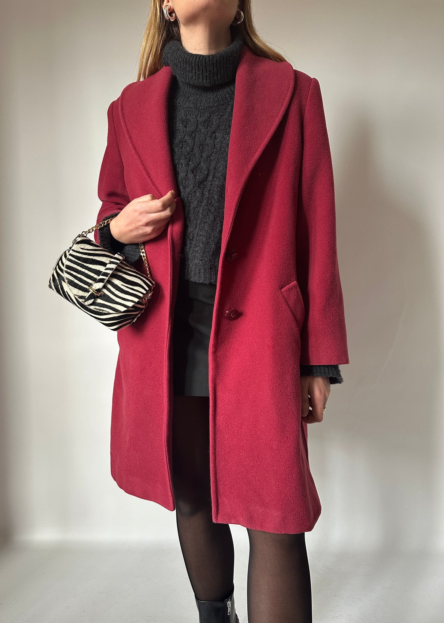 Red wool and cachemire coat