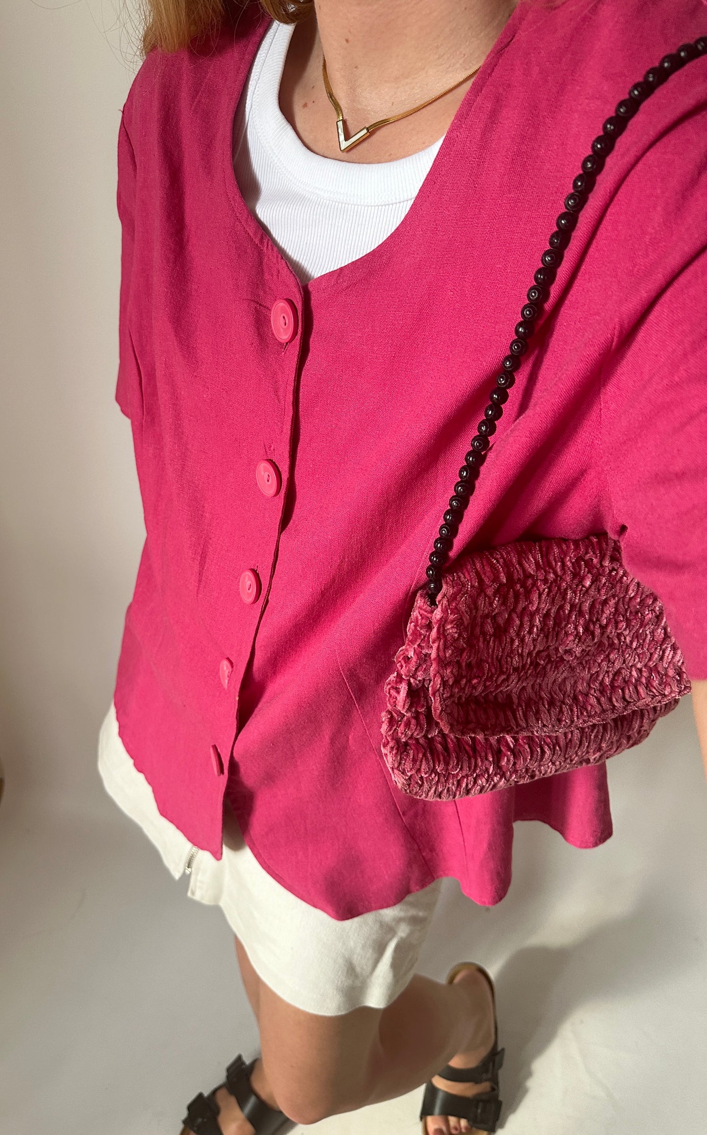 Bubble pink linen jacket