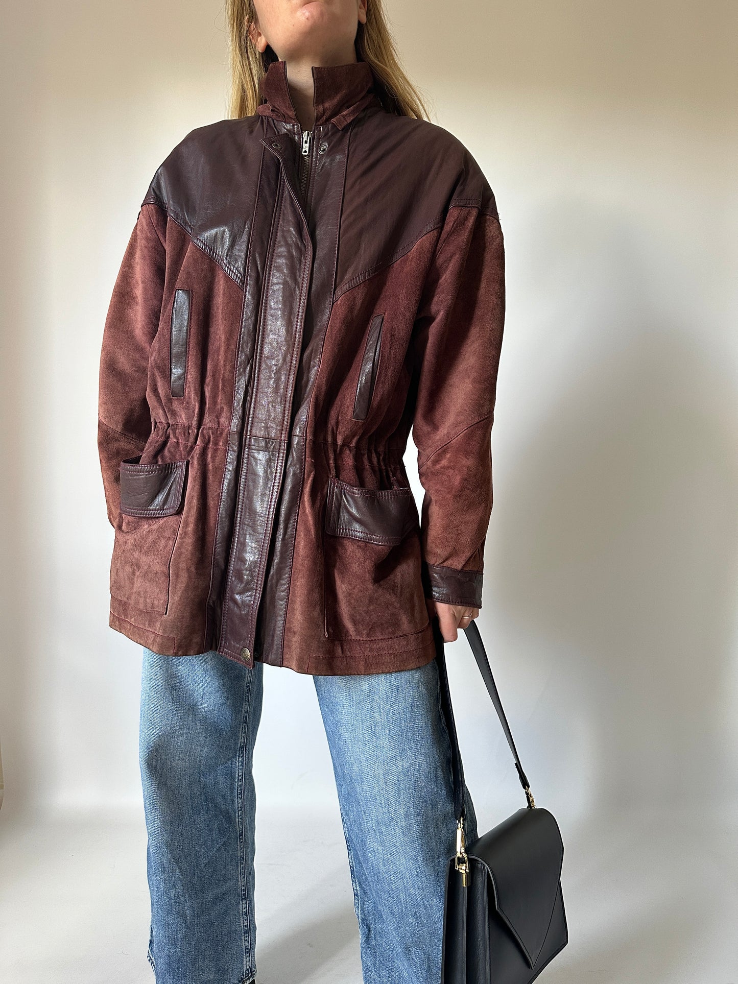Suede leather coat