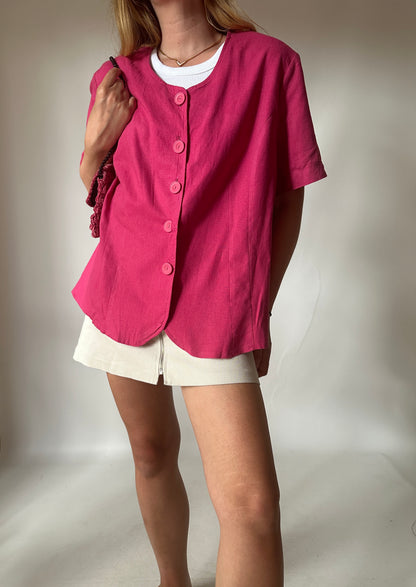 Bubble pink linen jacket