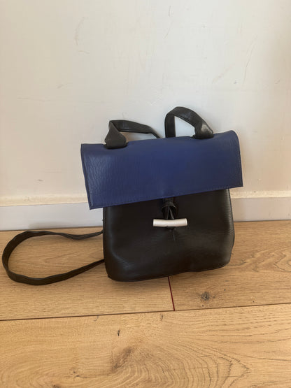 Black and blue leather bag