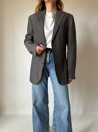 Pinstripe 100% linen blazer