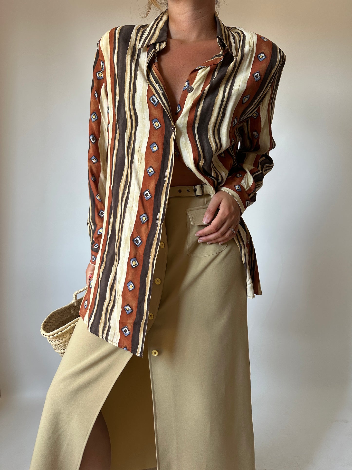 Terracotta and brown shirt