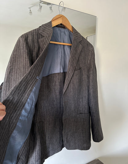 Pinstripe 100% linen blazer