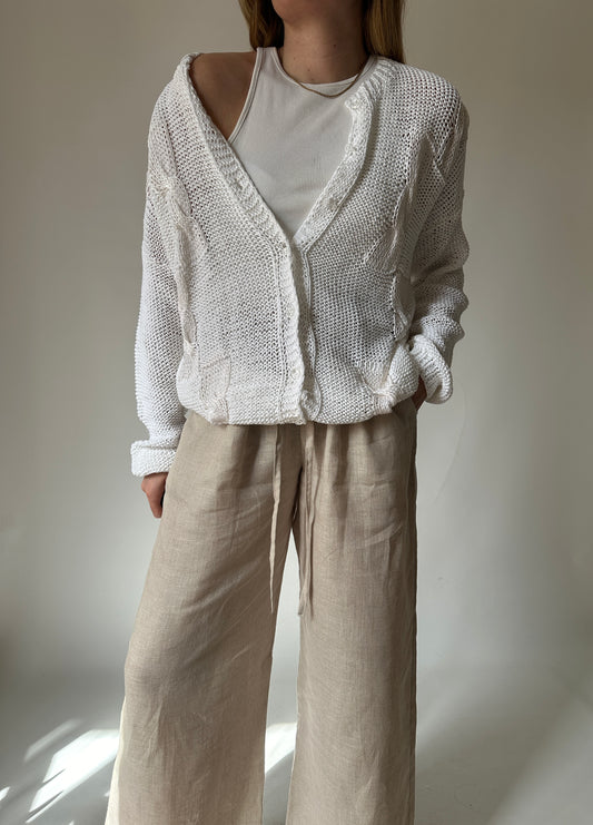 Handmade cotton white cardigan