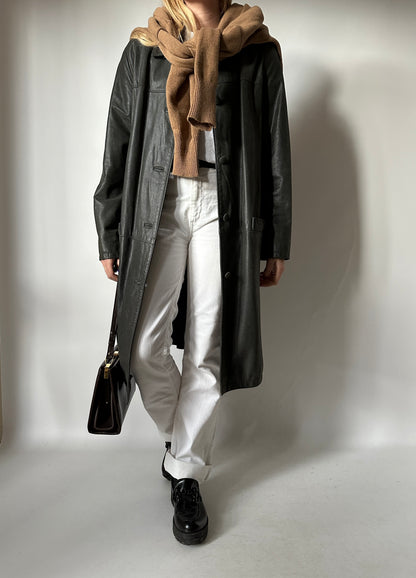 Leather soft trench coat