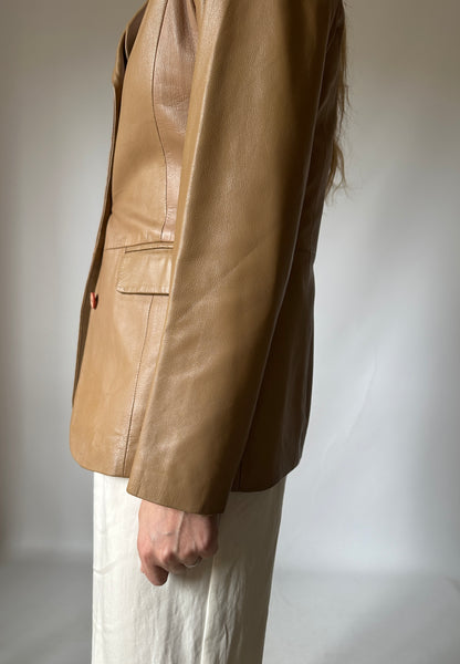 Camel soft leather blazer