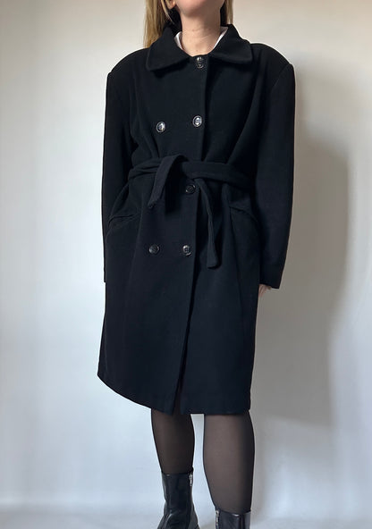 Cachemire and wool black coat