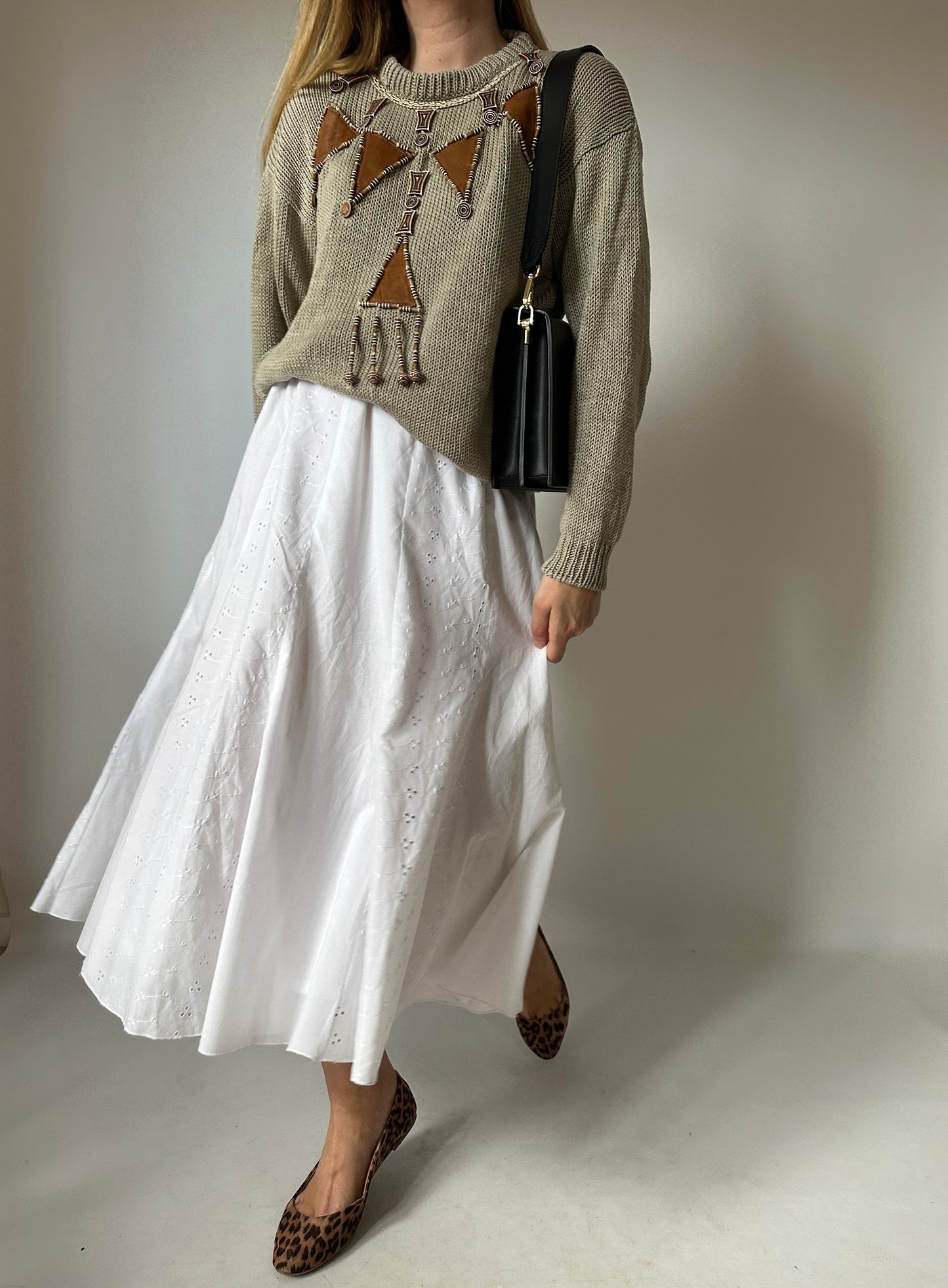 Cotton and Sangallo white skirt