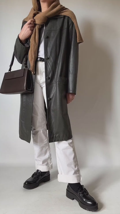 Leather soft trench coat