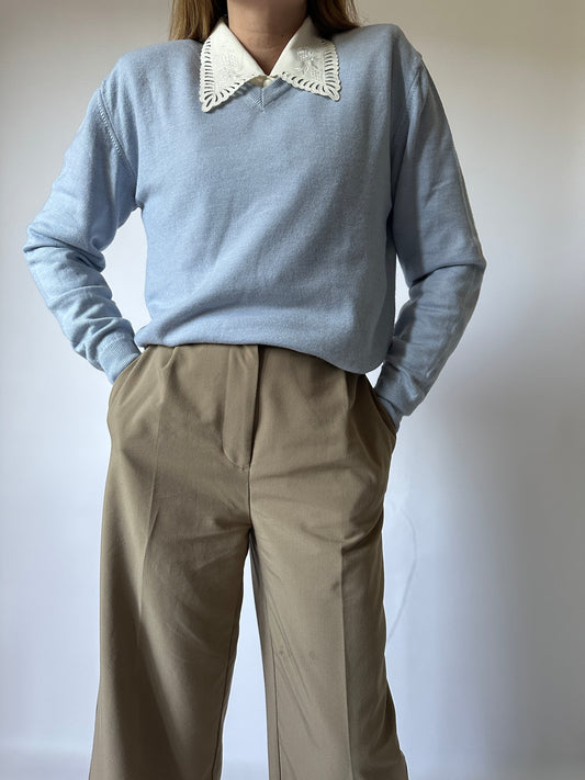 Sky blue wool merinos pullover