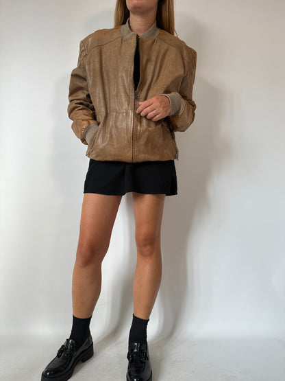 Real leather used effect bomber jacket